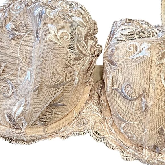 Soma Womens Balconet Bra Lace Embroidered Beige Underwire Size 36C - Picture 3 of 5